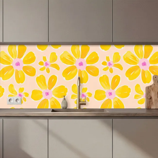 Keuken achterwand - Zomers - Bloemen - Geel