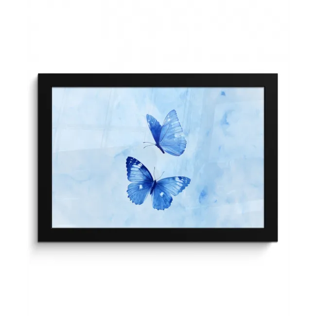 Vlinders - Sierlijk - Blauw fotolijst zwart zonder passe partout klein -3d