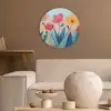 Illustratie - Bloemen - Kleurrijk Akoestische PET Vilt - Rond klein -sfeer1