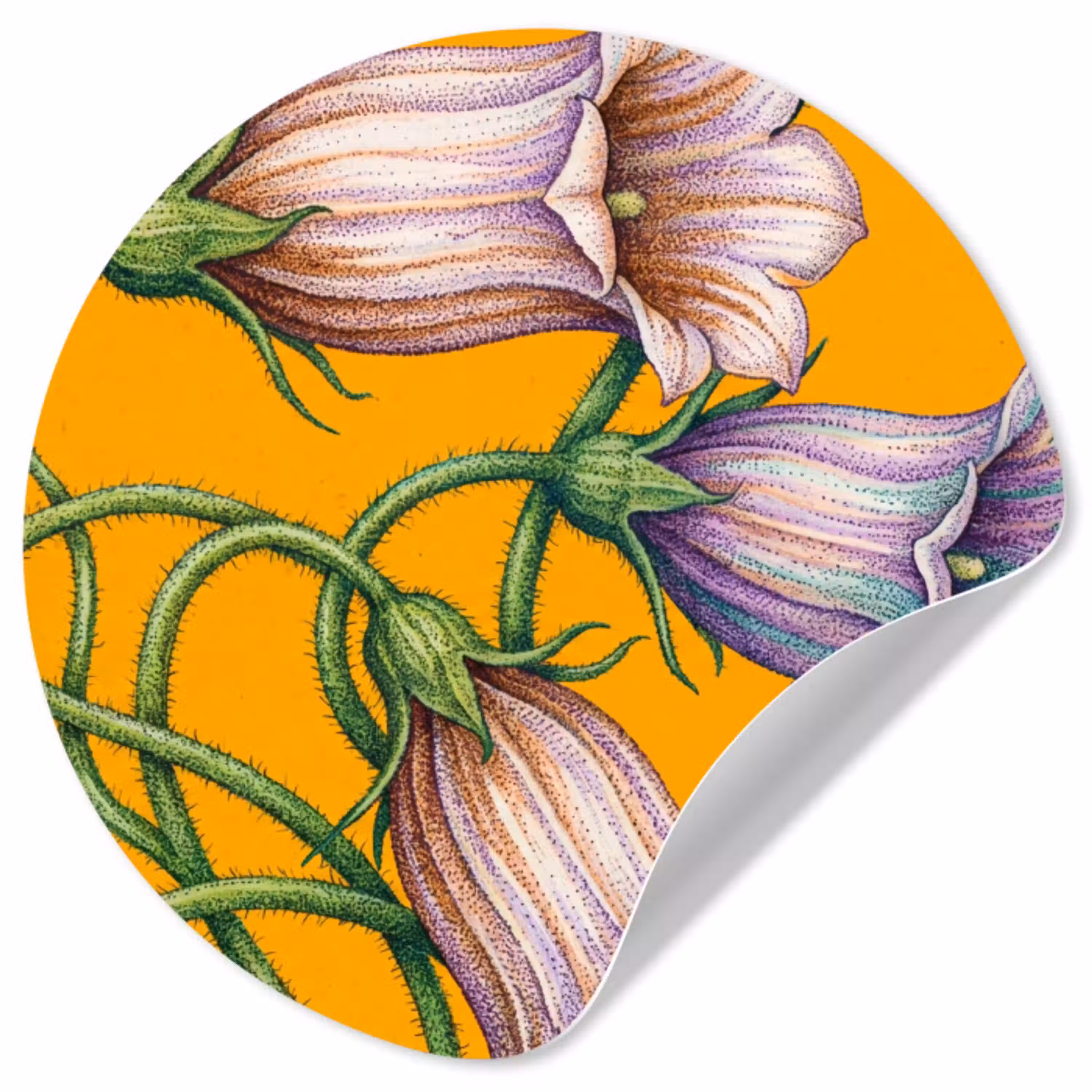Bloemen - Botanisch - Geel Wandcirkel behangsticker klein -3d