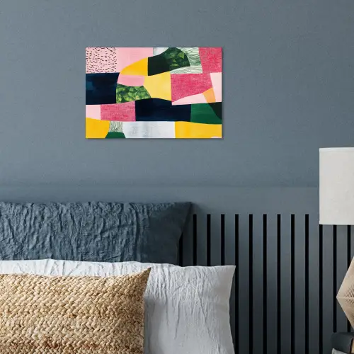 Abstract - Roze - Lappen - Vormen - Geel poster papier klein -sfeer2