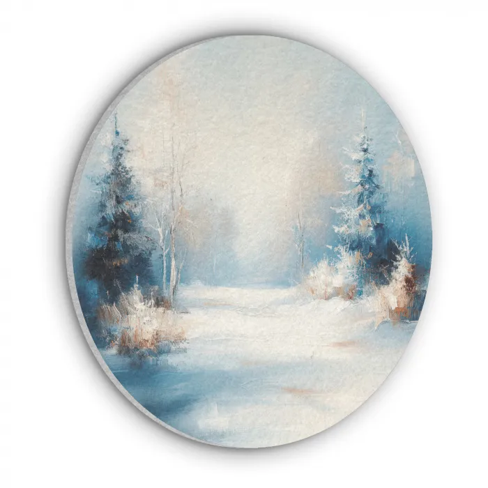 Bos - Winter - Natuur - Abstract - Sneeuw Akoestische PET Vilt - Rond klein -3d