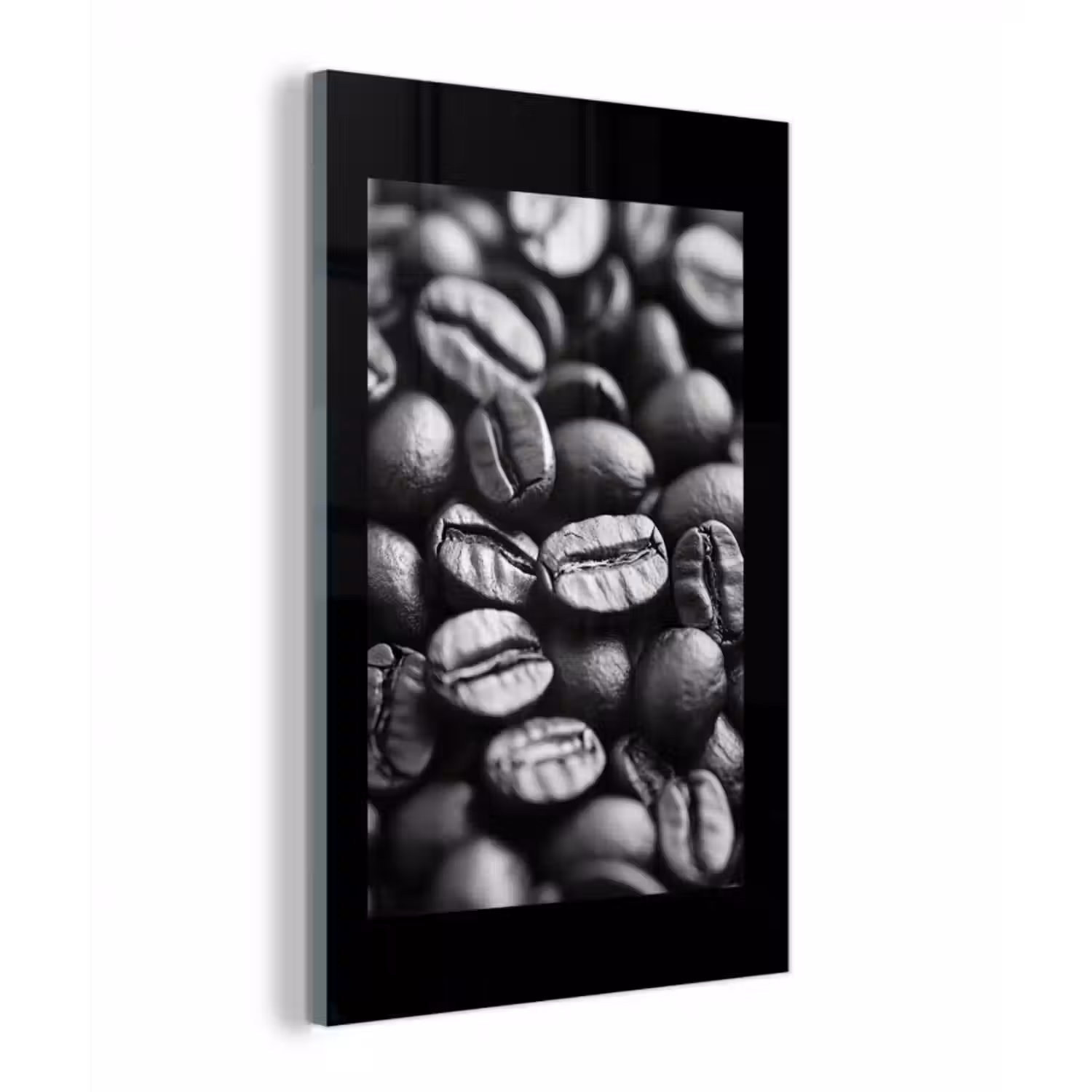 Glasbild - Kaffeebohnen - Schwarz - Vintage
