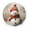 Sneeuwpop - Winter - Sneeuw - Beige Wandcirkel aluminium klein -3d