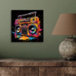 Radio - Graffiti - Box - Kleuren - Zwart aluminium wit klein -sfeer2