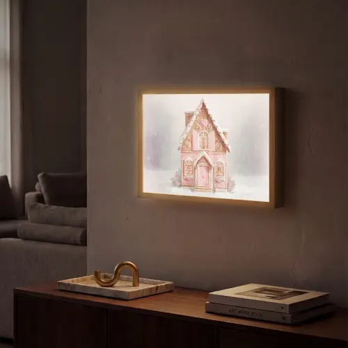 Huisje - Suiker - Pastel Light Box met batterij (Wandlamp) middel -sfeer1