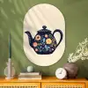 Theepot - Kleurrijk - Bloemen Wandcirkel Ovaal Glas middel -sfeer2