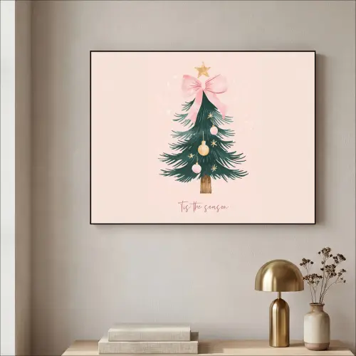 Christmas Season - Kerst - Kerstboom - Roze Textielframe zwart klein -sfeer2