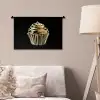 Cupcake - Eten - Goud - Zwart Wandkleed katoen klein -sfeer4