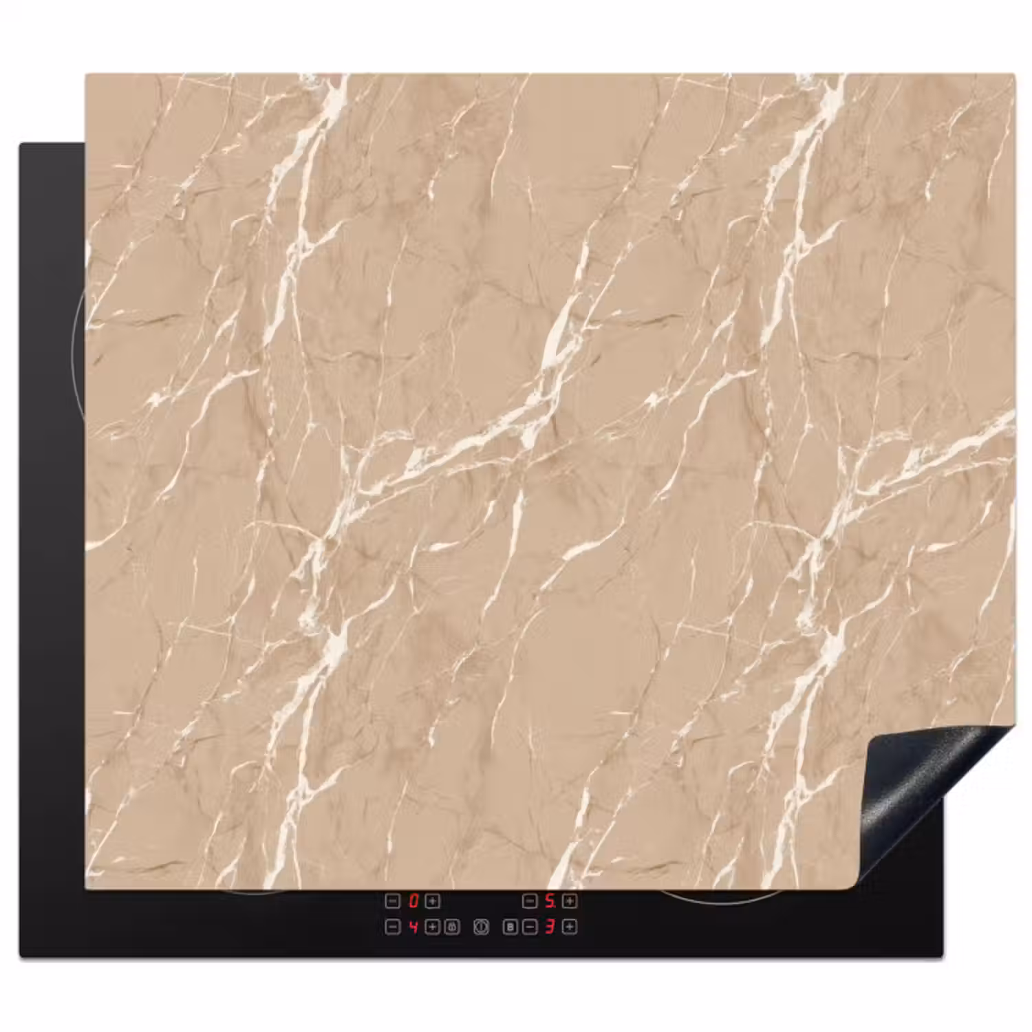Inductie beschermer - Beige - Marmer - Organisch - Wit