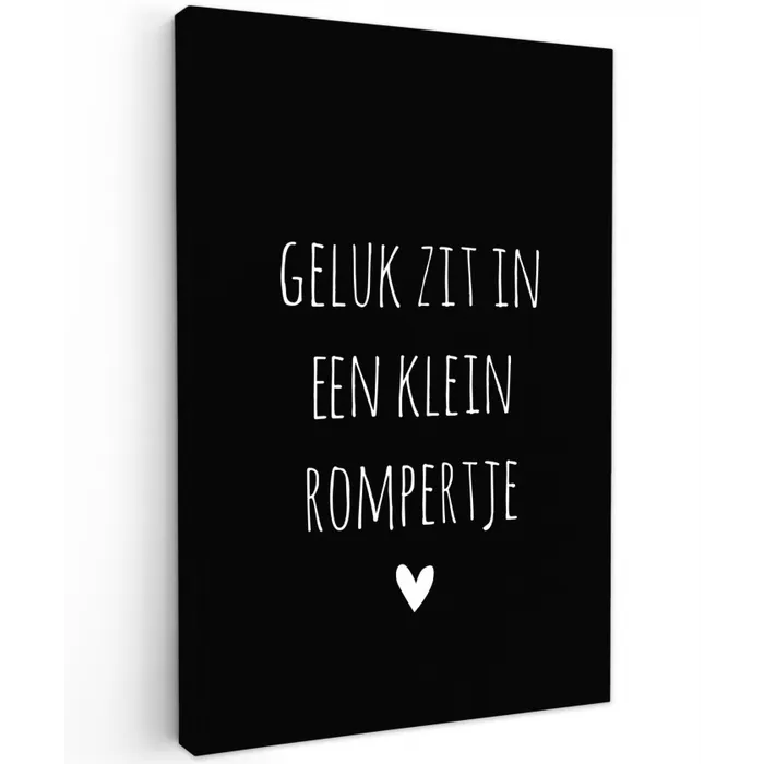 Quotes - Geluk zit in een klein rompertje - Spreuken Tuinposter op houten frame 2 cm dik klein -3d