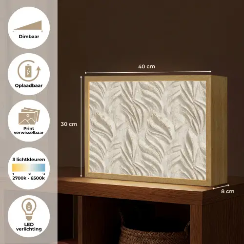Textuur - Reliëf - Beige Light Box met batterij (Wandlamp) middel 907 -USP_websiteoverzichtNL