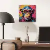 Graffiti - Chimpansee - Aap - Bril - Kleurrijk aluminium wit klein -sfeer5