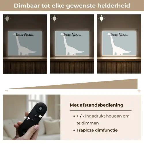 Dino - Brachiosaurus - Dinosaurus - Blauw Light Box met batterij (Wandlamp kind) middel -USP_dimbaarNL