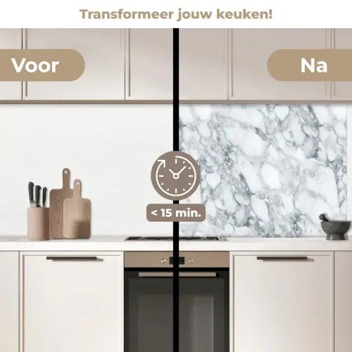 Mozaïek - Marmer - Wit - Onregelmatig keuken achterwand 2 middel 871 -voor-na2_NL