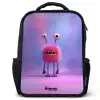 Roze harig monster met grote ogen Rugzak - Zwart middel -3d