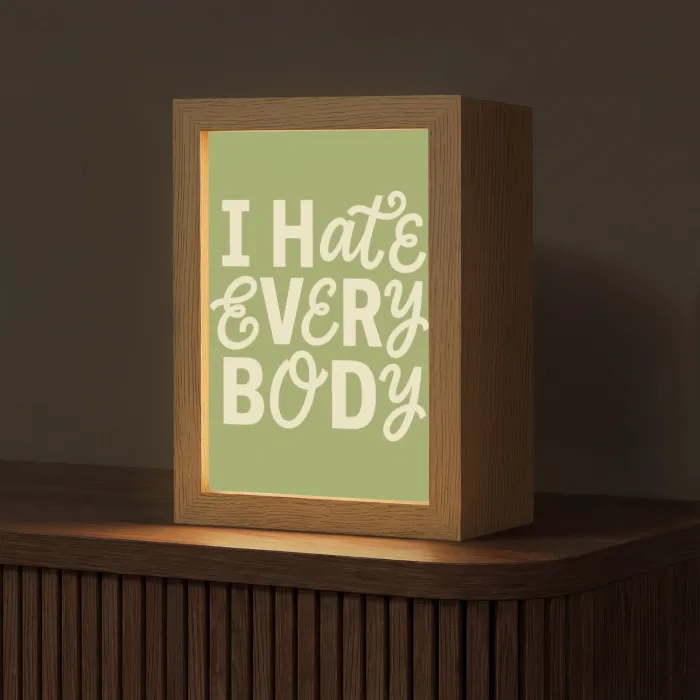 I hate everybody - Groen - Retro Light Box met kabel (Tafellamp) klein -z3d_website