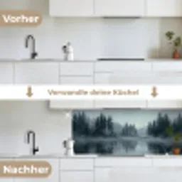 Bos - Meer - Mist - Natuur - Grijs keuken achterwand 2 middel -voor-na_DE