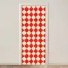 Golvend patroon - Retro - Rood - Beige deurposter klein 289 -3d_beige