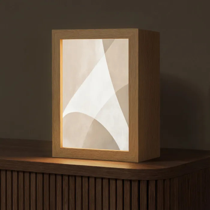 Vloeiende vlakken - Harmonieus - Golvend Light Box met kabel (Tafellamp) klein -z3d_website