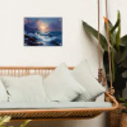 Golven - Zee - Kleurrijk - Rotsen tuinposter los doek klein -sfeer7