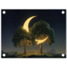 Maan - Bomen - Rust tuinposter los doek klein -3d