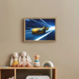 Auto - Geel - Race - Blauw Light Box met batterij (Wandlamp kind) middel -sfeer2_kind