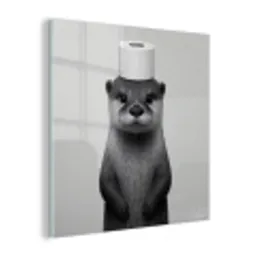 Otter - WC rol - Zwart - Wit plexiglas 5mm klein -z3d