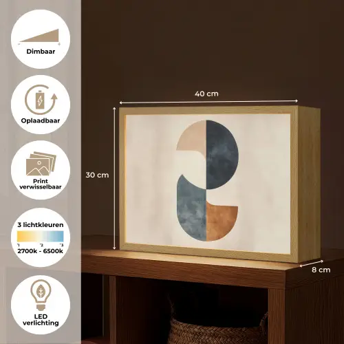 Cirkels - Abstract - Kleurrijk Light Box met batterij (Wandlamp) middel -USP_websiteoverzichtNL