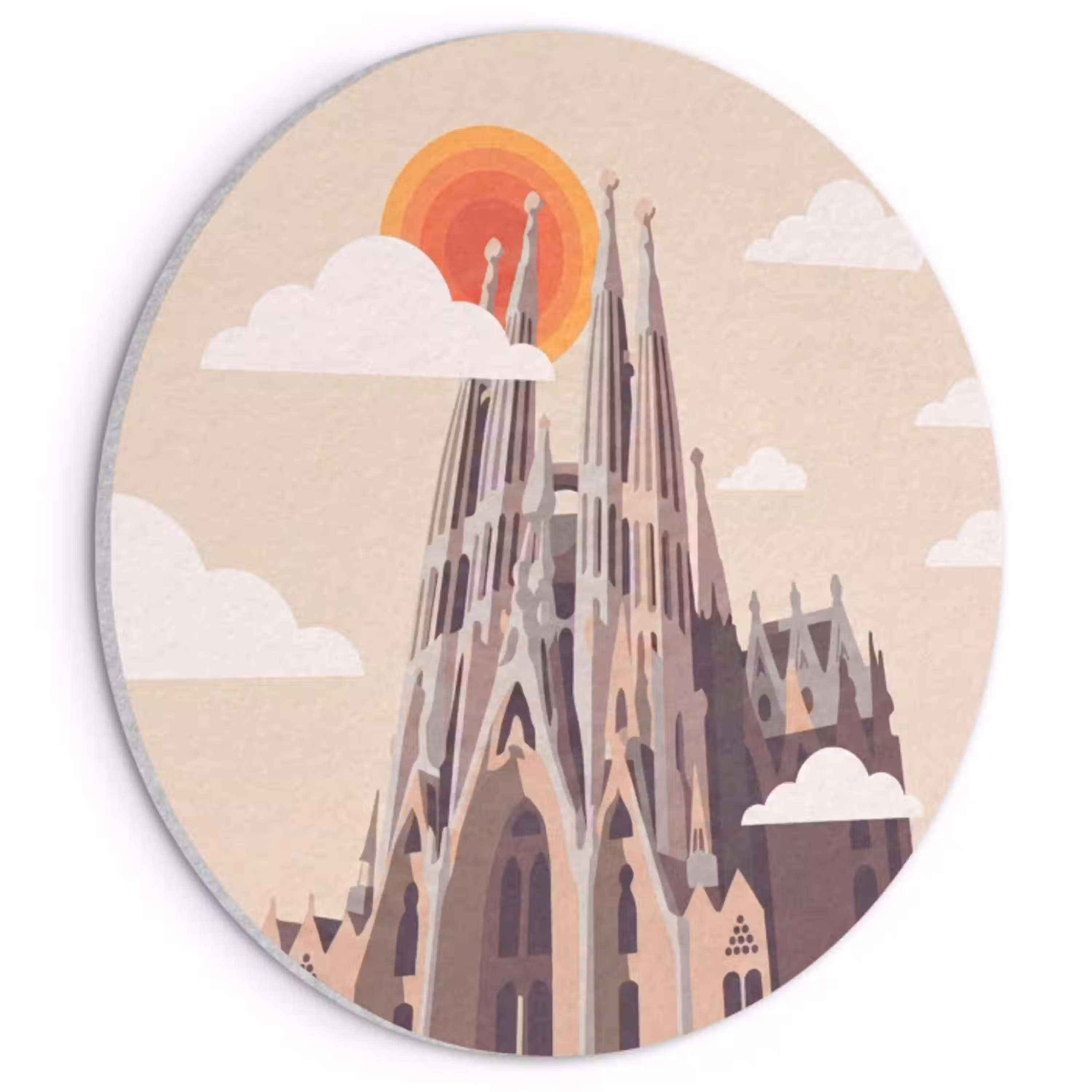 Gebouw - Torens - Architectuur - Abstract - Zonsondergang Akoestische PET Vilt - Rond klein -3d