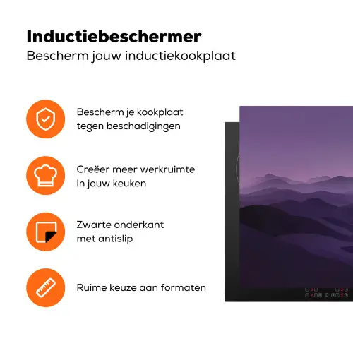 Heuvels - Paars - Mist - Zon Inductie beschermer vinyl 3mm klein -zzzzzzz-td-ups