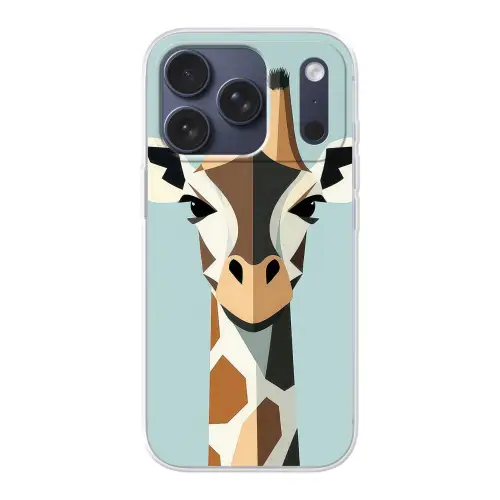 Giraffe - Illustratie - Bruin - Minimalistisch Telefoonhoesje iPhone 17 Pro klein -3d