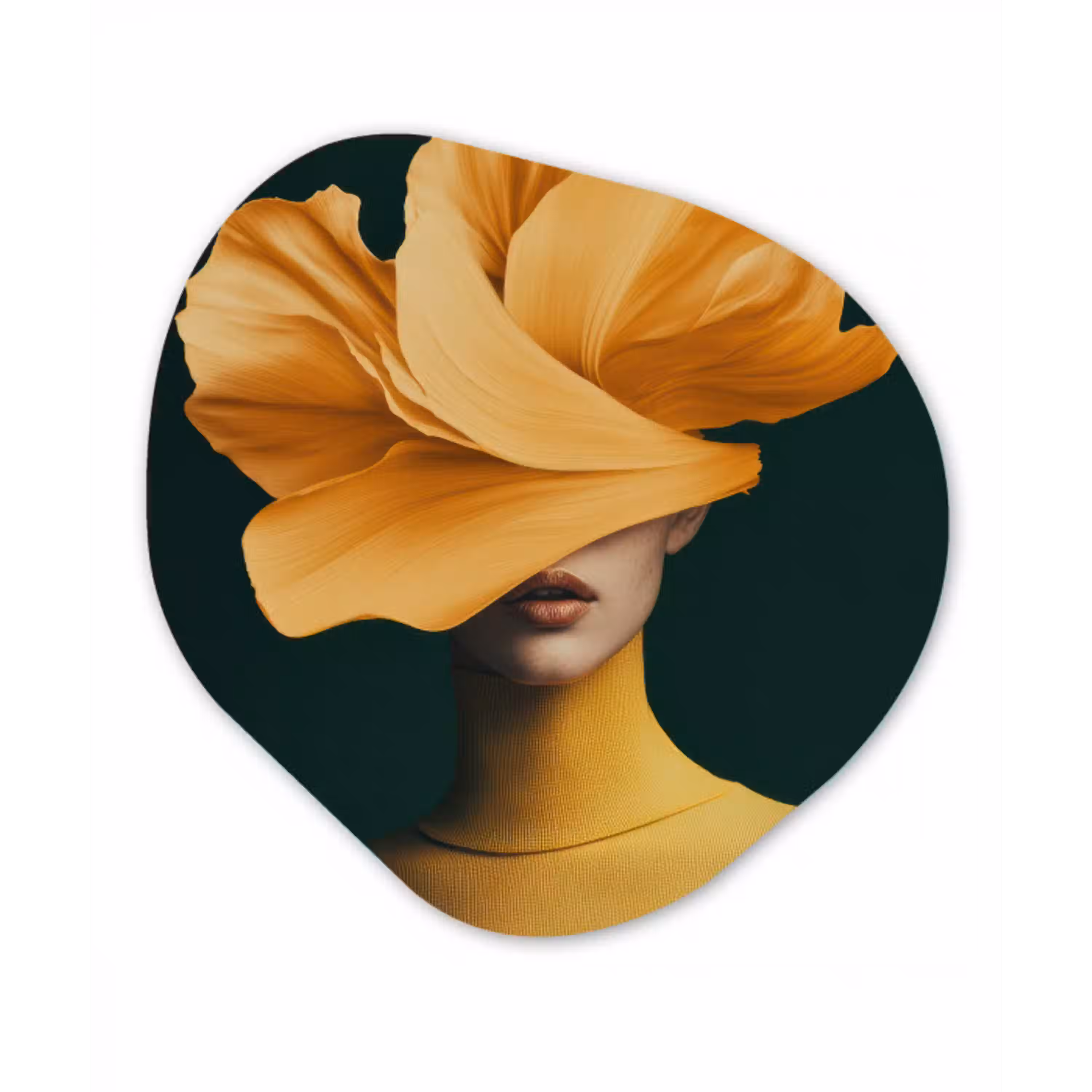 Vrouw - Hoed - Geel Wandcirkel Organisch Forex 3mm klein -3d