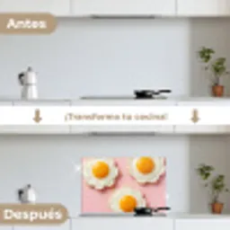 Eieren - Bloem - Roze keuken achterwand spatscherm klein -voor_na_ES