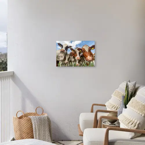 Bruin-witte koeien in de wei Tuinposter op houten frame 2 cm dik klein -sfeer1