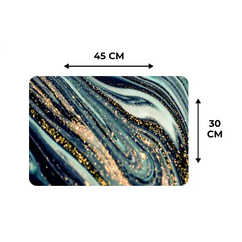 Marmer - Goud - Blauw - Glitter - Marmerlook - Abstract Placemat vinyl groot -specs