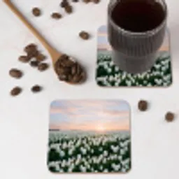 Tulpen - Landschap - Wit onderzetter kurk middel -sfeer2