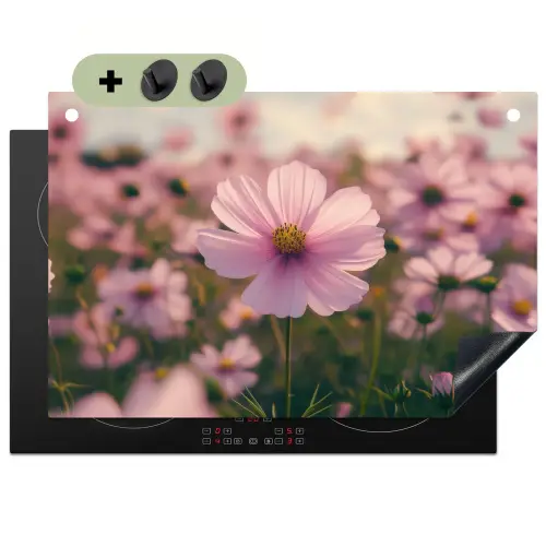 Bloemen - Paars - Wazig Inductie beschemer met haakjes klein -3d