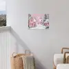 Kerstdorp - Roze - Winter - Sneeuw - Huizen tuinposter los doek klein -sfeer8