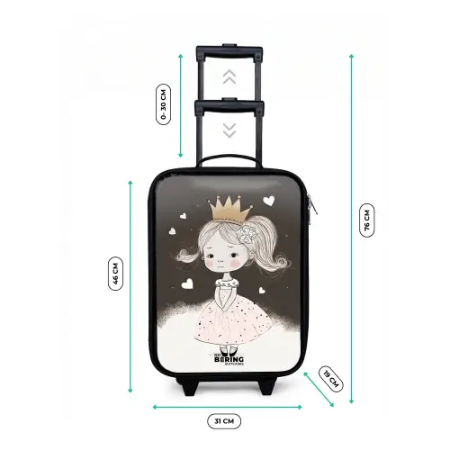 Verlegen prinses met bloem Kinderkoffer - Zwart klein -productfoto_formaten