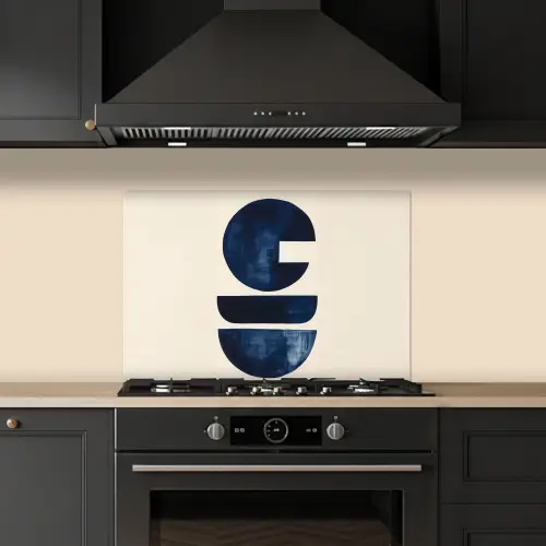 Vormen - Blauw - Abstract keuken achterwand spatscherm klein -sfeer1