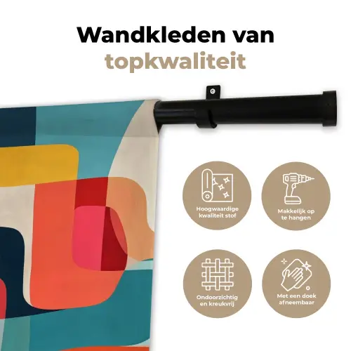 Vormen - Kleurrijk - Abstract - Vlakken Wandkleed katoen klein -sfeer2