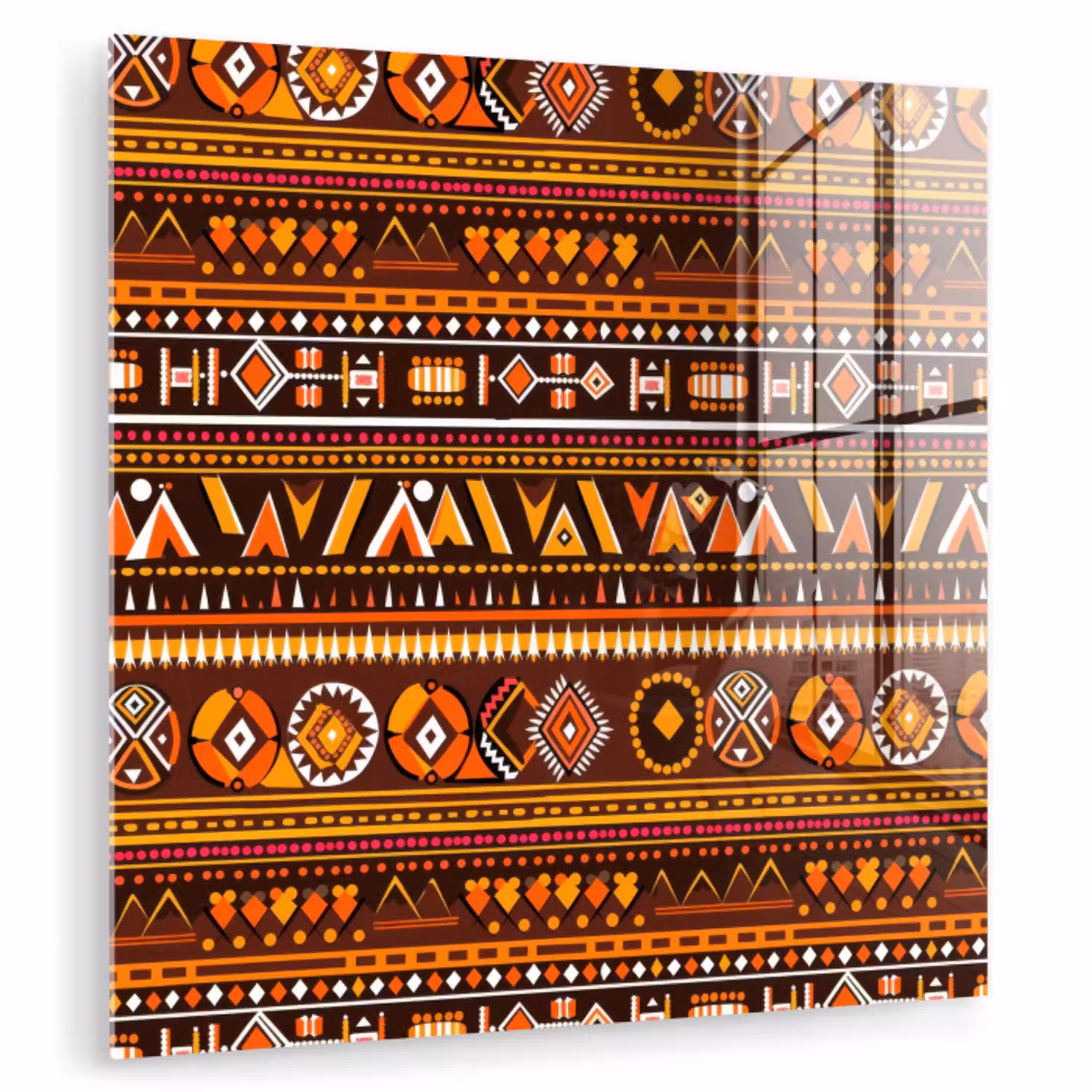 Oranje - Etnisch - Tribaal - Geometrisch - Patroon plexiglas 5mm klein 11 -zzzproduct_nieuw