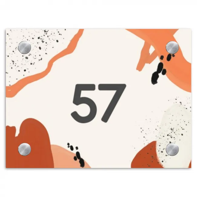 Abstract oranje - Traditioneel Naambord Rechthoek middel -3d