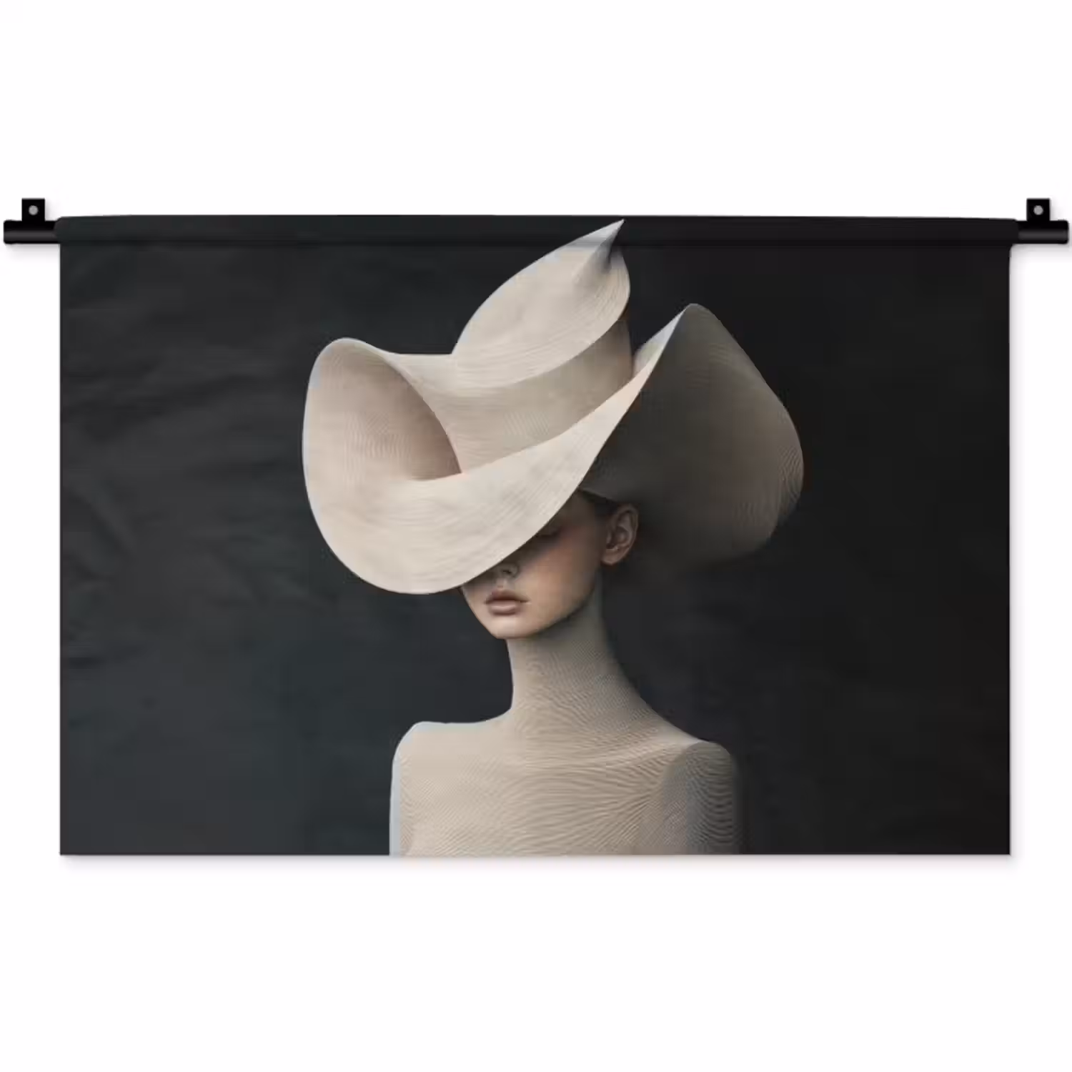 Wandkleed - Vrouw - Golvende - Hoed