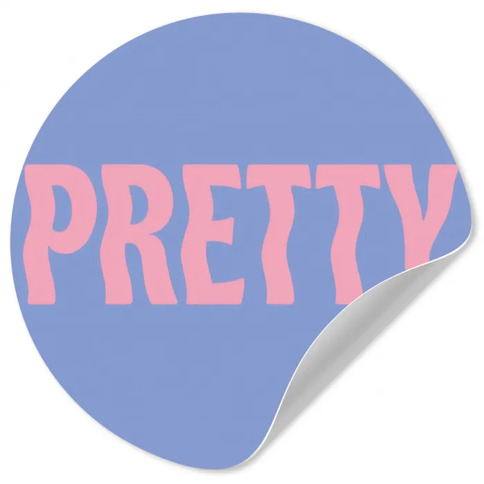Pretty - Roze - Blauw - Golvend Wandcirkel behangsticker klein -3d