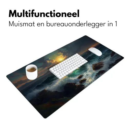 Zee - Zon - Golven - Rotsen Muismat XXL klein -sfeer4