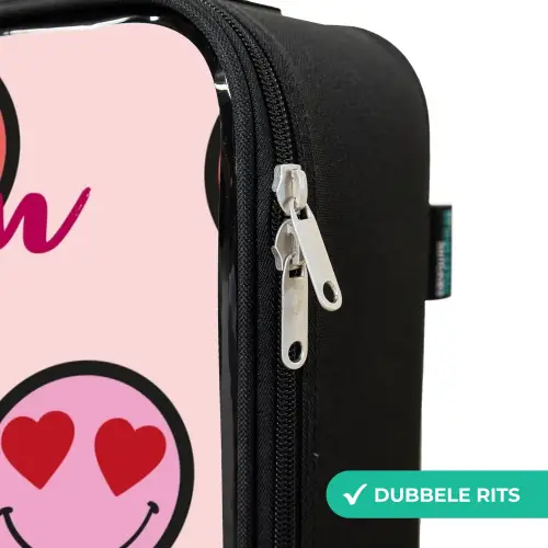 Hartje - Smiley - Patroon Kinderkoffer - Zwart klein -rits_NL