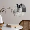 Kat - Siamees - Zwart Wit - Schattig - Dieren Wandcirkel behangsticker klein -sfeer3