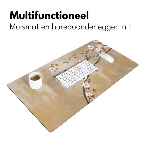 Vogels - Bloesemtak - Bloemen - Oranje Muismat XXL klein -sfeer4